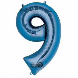 Balon foliowy Niebieski cyfra 9 (86 cm)